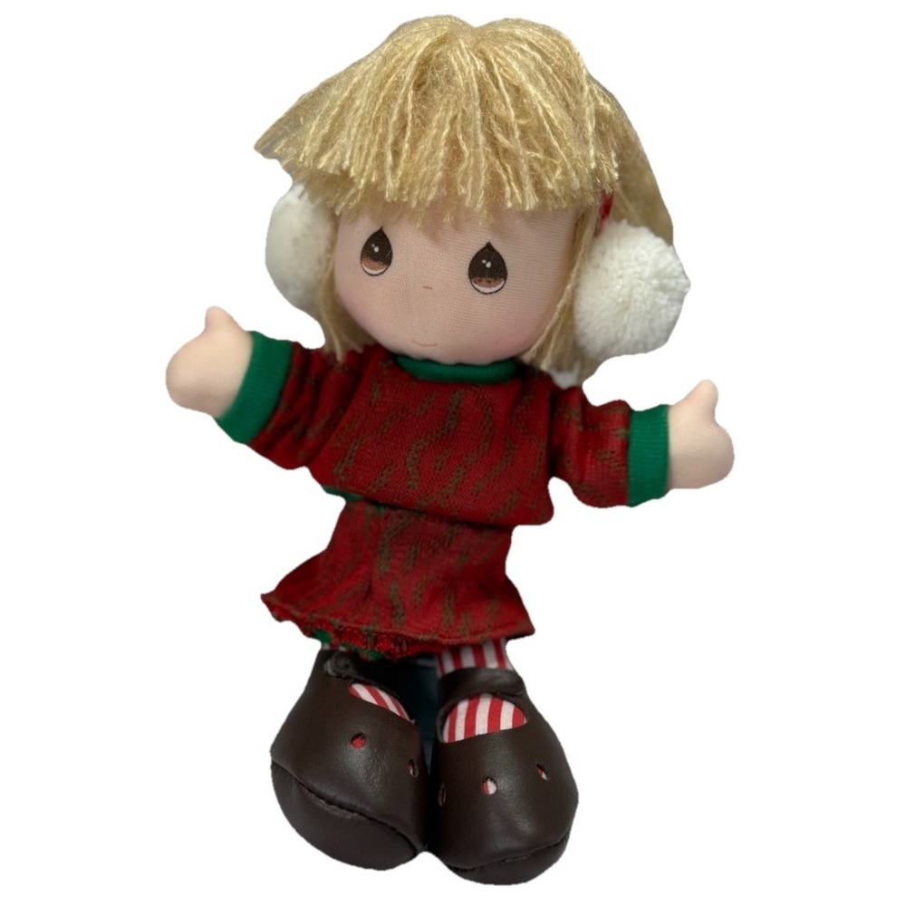 Applause Precious Moments Plush Doll Vintage 8" XMAS‎ Snow Play Ear Muffs Girls